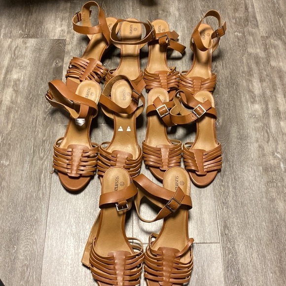 Susina | Terra Wedge Sandals In Cognac Brown NEW - Picture 2 of 7